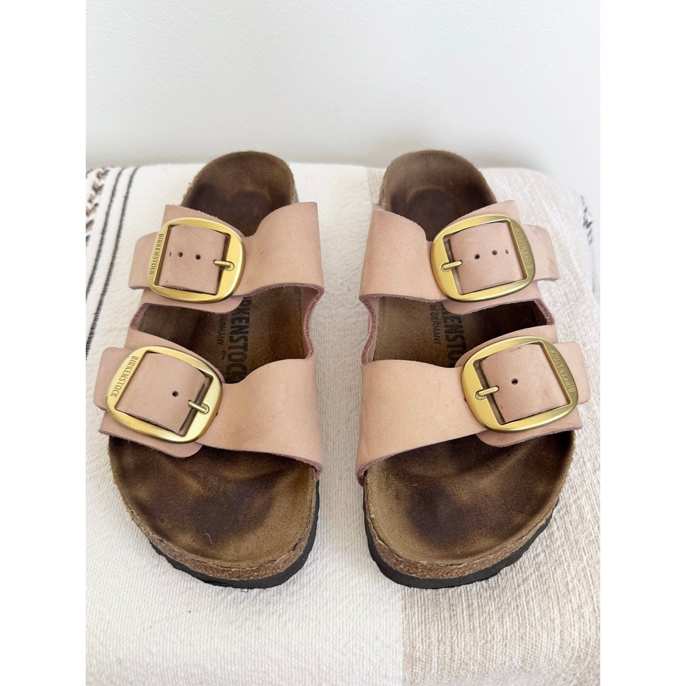 Birkenstock Arizona Big Buckle Sandcastle Nubuck Leather Sandals Womens 39 L8 - Picture 2 of 8
